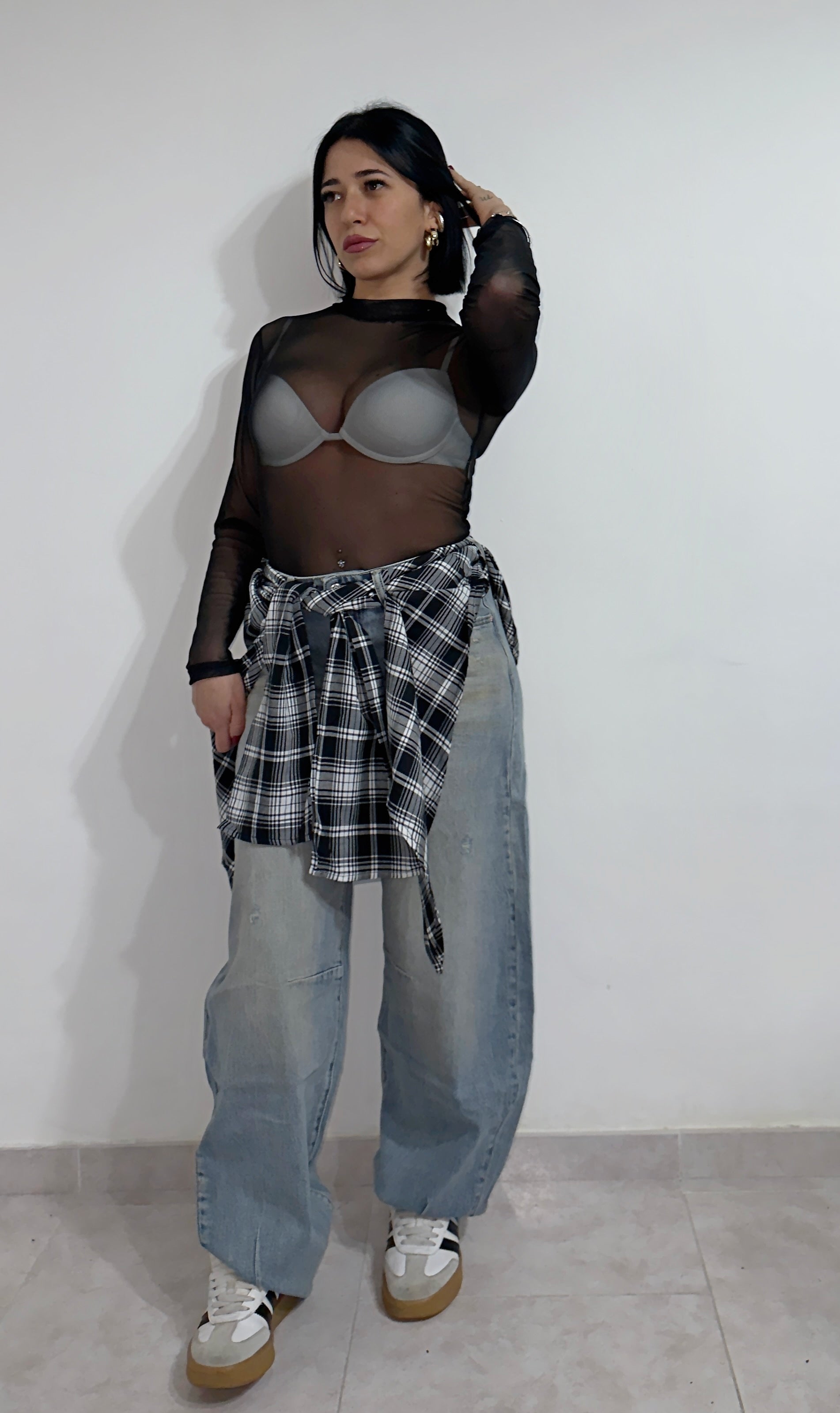 Jeans con cintura camicia