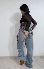 Jeans con cintura camicia
