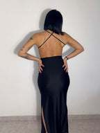 Abito lungo con scollo spalle